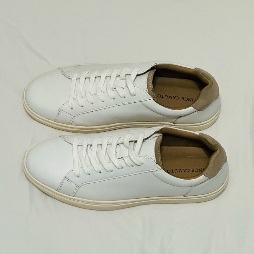 Vince Camuto White Leather Sneakers Minimalist Design